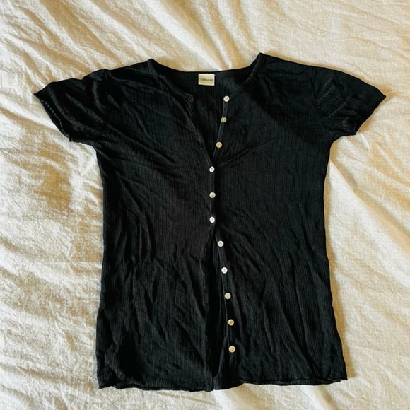 Black ribbed stretchable top - Picture 6 of 9